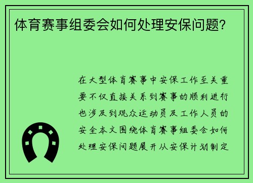 体育赛事组委会如何处理安保问题？